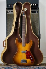 1965 Kay USA 5930 Deluxe Electric Bass Guitar Sunburst + Original Chipboard Case