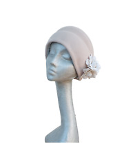 Ursula - Shell Pink (Beige) 20's Style Cloche Hat ASCOT WEDDING 
