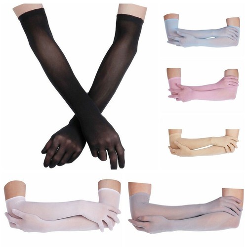 Transparent long sheer gloves - long,