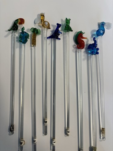 Assorted glass swizzle - 10,