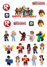 24 Precut Roblox Stand Up Cup Cake Toppers Edible Birthday Party Decorations