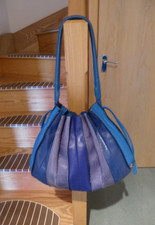 LUPO SHADES OF BLUE LEATHER SHOULDER BAG - LARGE -VGC- WITH COIN PURSE - QUALITY