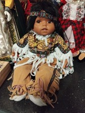 Vintage Porcelain Native American Doll