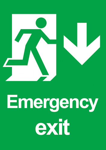 Emergency exit down arrow - exit,