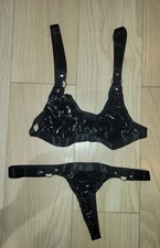 2 Piece Black Leather Look Bra