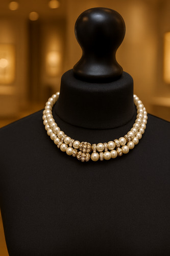 Vintage faux pearl diamante - faux,