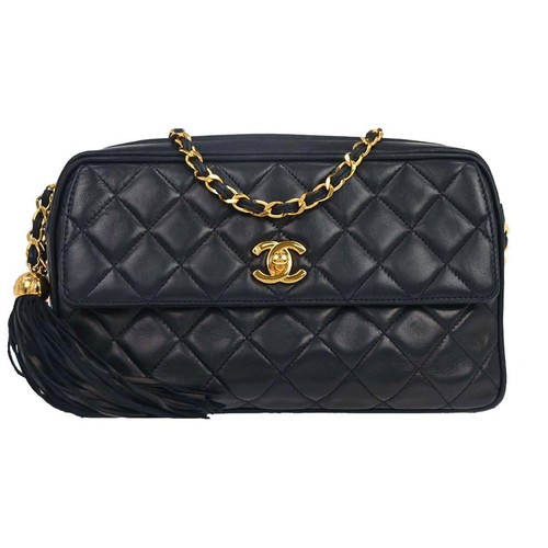 Chanel navy lambskin camera - chanel,