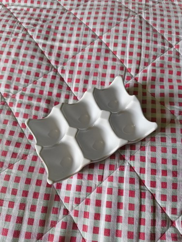 White ceramic egg holder tray - egg,