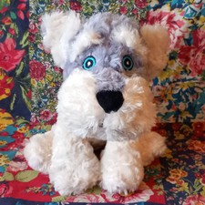 HUGGABLES 9" MINI SCHNAUZER PUPPY DOG SOFT TOY PLUSH GREY & CREAM