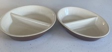 2x Large Brown Stoneware Serving Dishes.Oval 26.5 cm x 22 cm. VGC