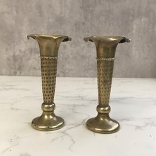 Pair Vintage Hammered Trumpet