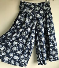 Vintage Hand made Floral culottes XS 24" Waist Pleated Midi length 