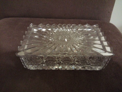 Vintage cut glass trinket - , box