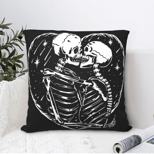 Skeleton heart print cushion - skeleton,