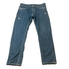 Diesel Thanaz Mens Jeans 34 30 Slim Skinny Distressed Dark Blue Neppy 100 Cotton