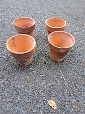 Vintage Terracotta Clay Pots 4 Hand Thrown Clay Flower Garden Sankey Retro Eng.,