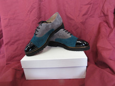 HB Italy Leather Flat LILITH Oxford Laceup Shoes Womens EUR40-Suede-Patent