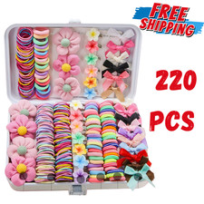 220PCS Girls Hair Accessories Set – Bows, Clips, Scrunchies, Hair Ties Gift