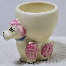 Vintage retro Hand Painted Poodle Dog Egg Cup made in England 