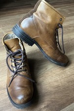Ask The Missus Tan-Brown Faux Fur Lined Leather Laceup Chukka Boots UK6.5-7 EU40
