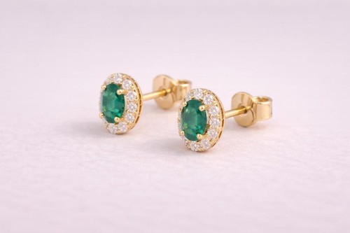 Stud earrings natural - natural, emerald