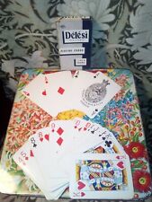 W H Smith Delesi Playing Cards Linen Grained Vintage Blue Deck