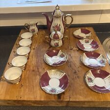 Vintage PORCELAIN FOREIGN rose design Coffee/Tea  Set - pre-owned