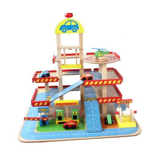 Play garage playset wooden car - garage,