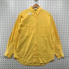 Vintage 80s Gap Clothing Button Shirt Womens Large Yellow Made Hong Kong