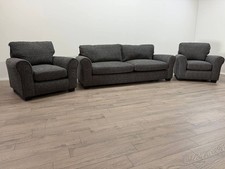 Lisbon Fabric 4 Seater Sofa & 2 Armchairs – Charcoal