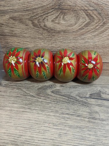 Hand painted wooden poinsettia - hand,