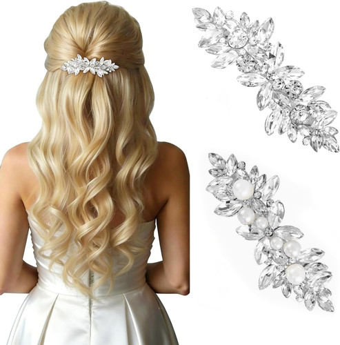 2pcs diamante hair - diamante, clips