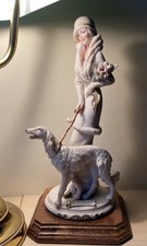 Figurine of a Lady with a Borzoi Dog By A Balcari 