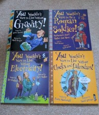 YOU WOULDN'T WANT TO LIVE WITHOUT BOOKS x 4 Electricity, Clocks, Romans, Gravity