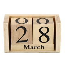 3.7" Vintage Wood Block Perpetual Calendar Reusable Wooden Display Blocks Brown
