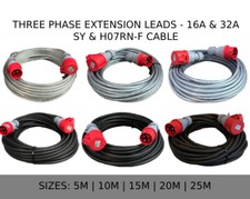 ALL 3 PHASE EXTENSION LEAD 16A 32A 400V EXTENSION LEAD 4 PIN 5 PIN HOOK UP LEAD