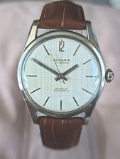Mens Vintage S/Steel RODANIA 30 Jewels Automatic Linen Effect Dial Wristwatch