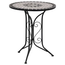 WALPLUS Mosaic Bistro Table Grey Ceramic Ø61 cm Outdoor Table