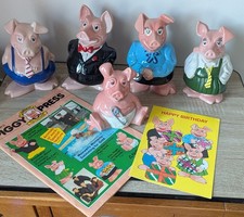WADE NATWEST PIGS + OG STOPPERS X5 - PIGGY PRESS MAGAZINE & BIRTHDAY CARD - 1987