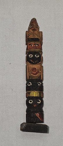 Antique wood totem pole 1935 - wood,