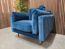 Sofa.com Marco Armchair In Deep Turquoise Cotton Matt Velvet RRP-£1390