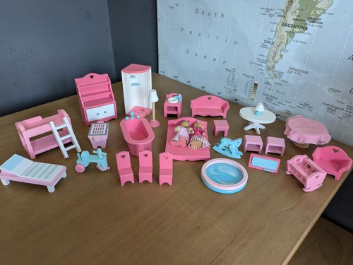 Elc solid wooden pink dolls - elc,