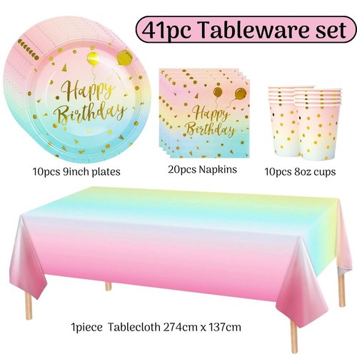 Rainbow gold party tableware - gold,