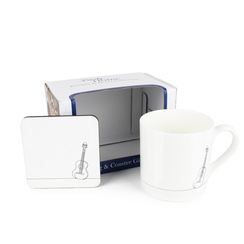 Acoustic guitar mug coaster - guitar,
