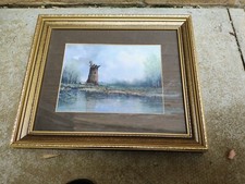 ALFRED W SAUNDERS - OLD DRAINAGE MILL NORFOLK ORIG OIL PAINTING FRAMED SIGNED 