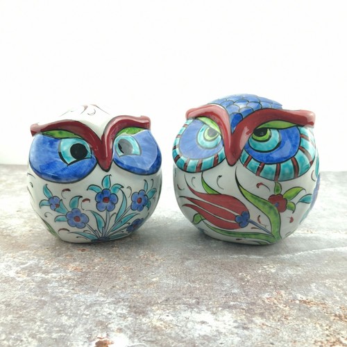 Hand painted ceramic owl - painted,