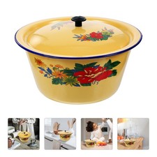 Enamel Lidded Bowl Vintage Bowls with Cover Laundry Basin