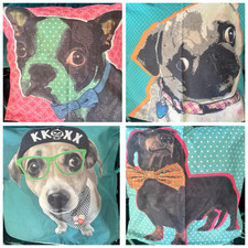 Pop Art Dog Cushion Covers Pug Boston Terrier  Sausage Jack Russel 22ins