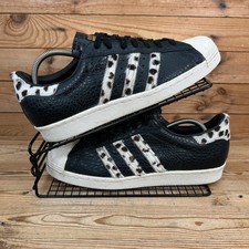 Adidas Trainers Mens Size UK 9 Superstar 80s Black Animal Print Originals Shoes