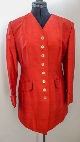 Ladies vintage red 100 silk - vintage,